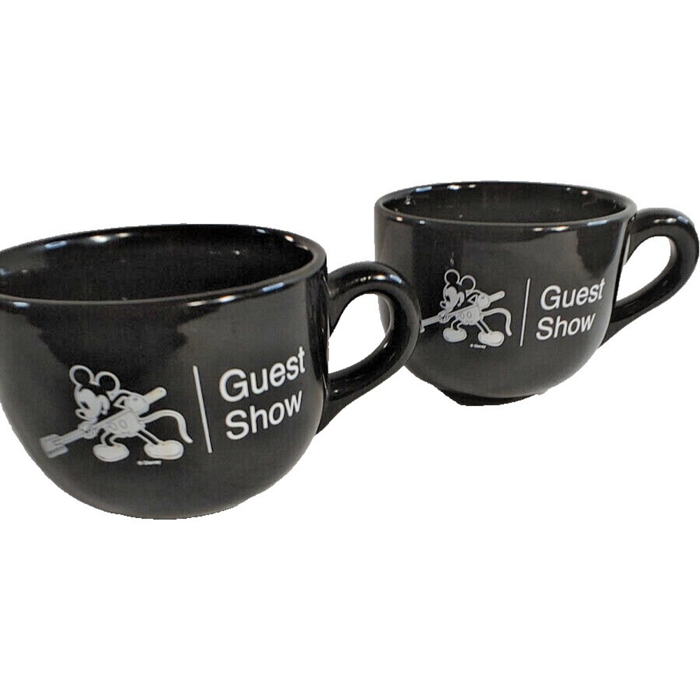 Downtown Disney Store Mickey Mouse Large Soup Coffee Mug Cup Black White Show